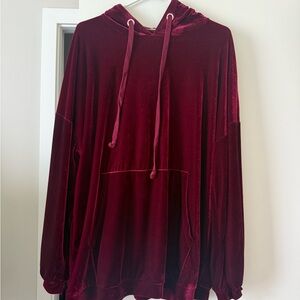 Zara Burgundy Velvet Hoodie
